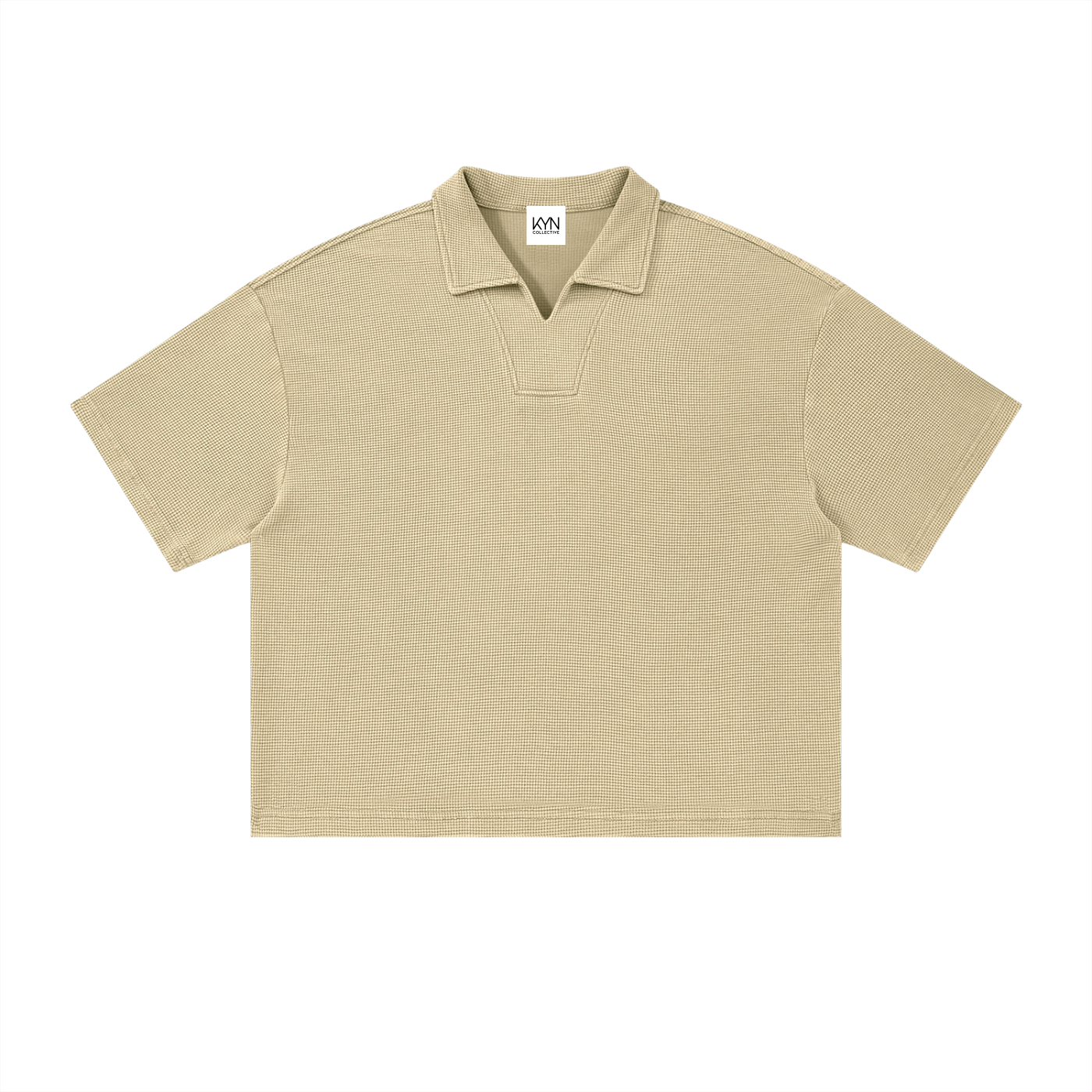 Elevated - Vintage Wash Waffle Boxy Polo Shirt