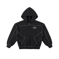 Elevated - Contrast-Stitched Boxy Fleece Zip Hoodie