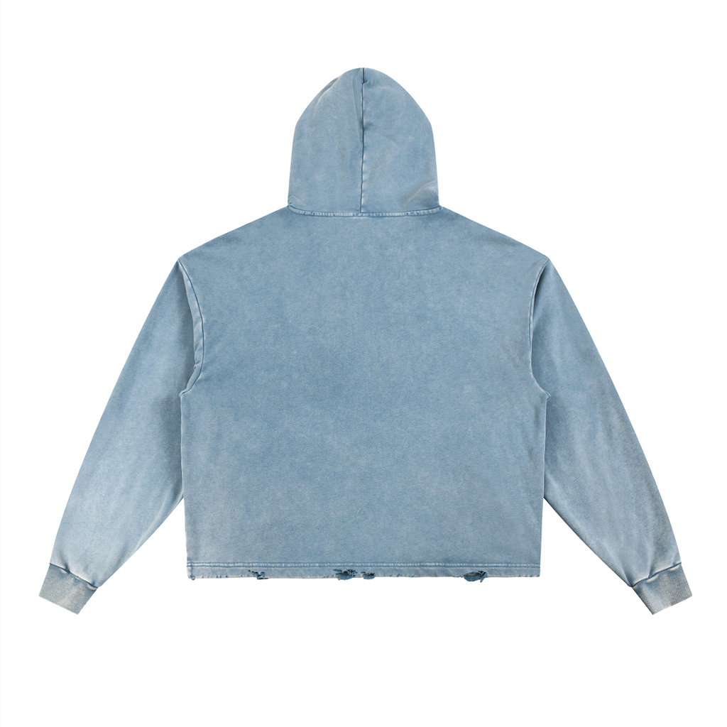 Revival - Vintage Washed Frayed-Hem Hoodie