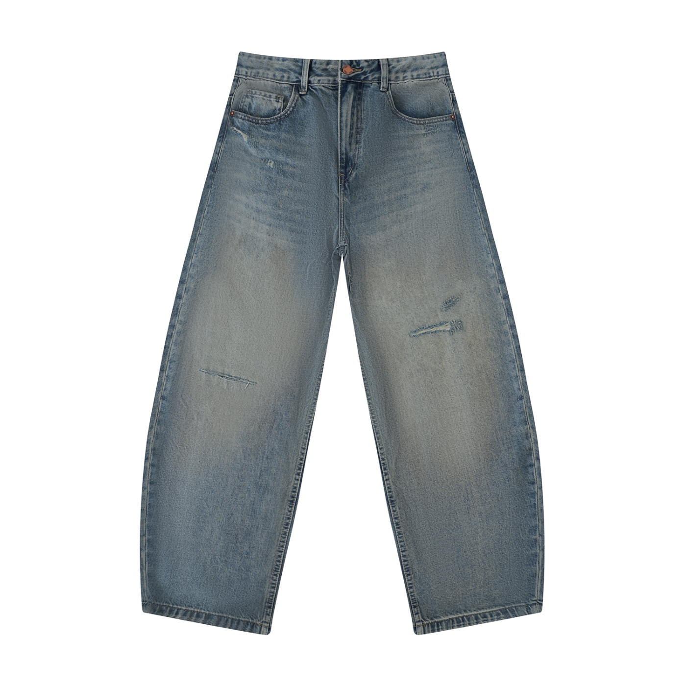 Revival - Men's Distressed Barrel Leg Jeans