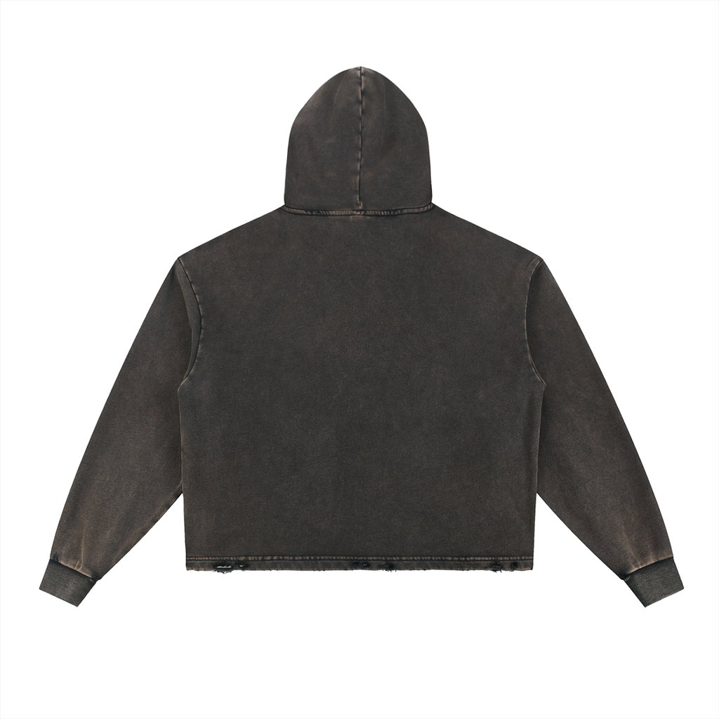 Revival - Vintage Washed Frayed-Hem Hoodie