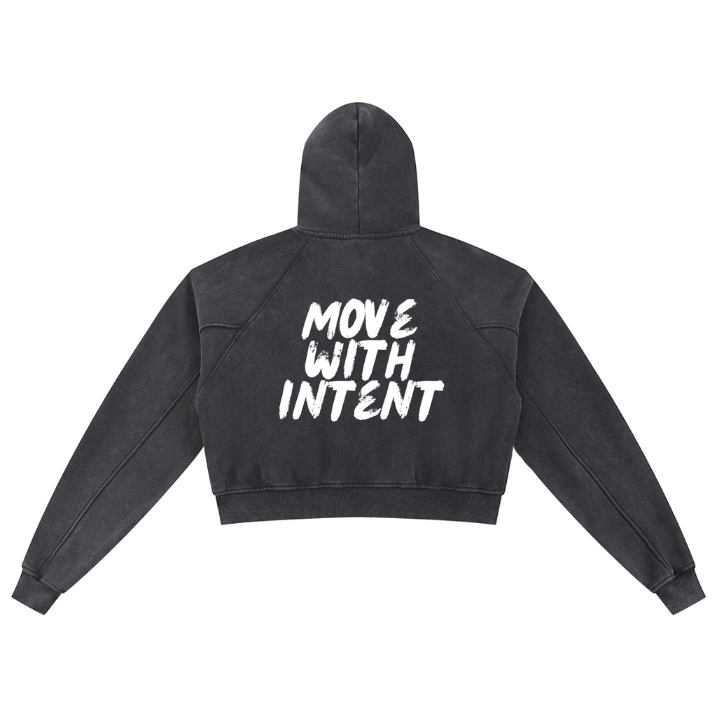 Intent - Women's Snow Washed Cropped Hoodie
