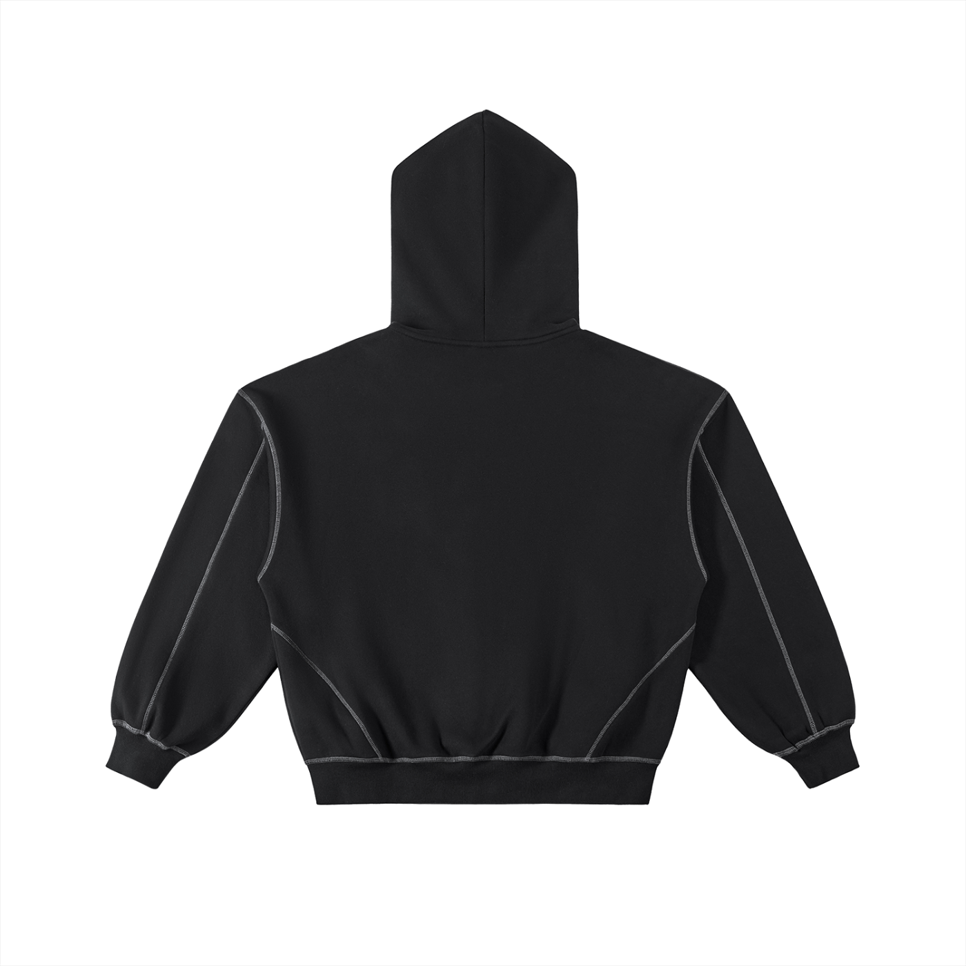 Elevated - Contrast-Stitched Boxy Fleece Zip Hoodie