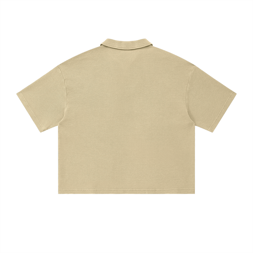 Elevated - Vintage Wash Waffle Boxy Polo Shirt