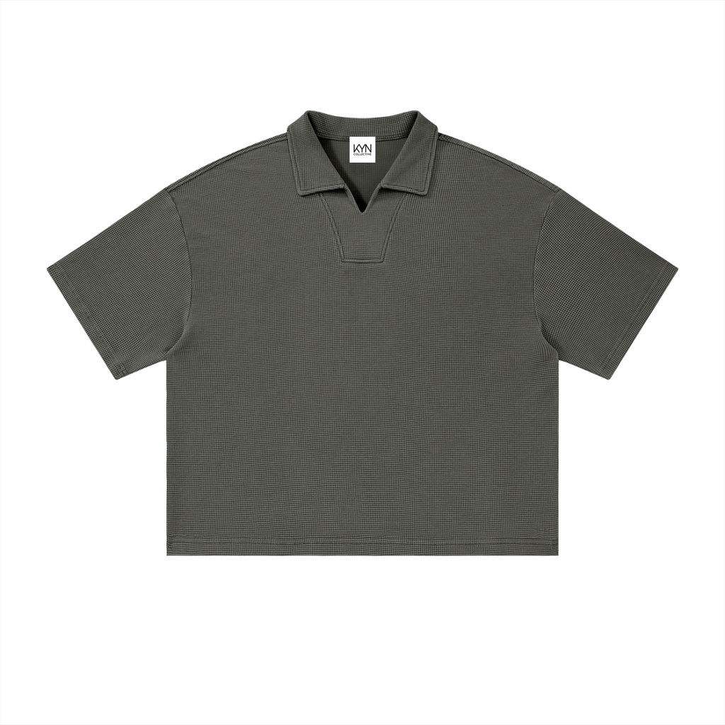 Elevated - Vintage Wash Waffle Boxy Polo Shirt