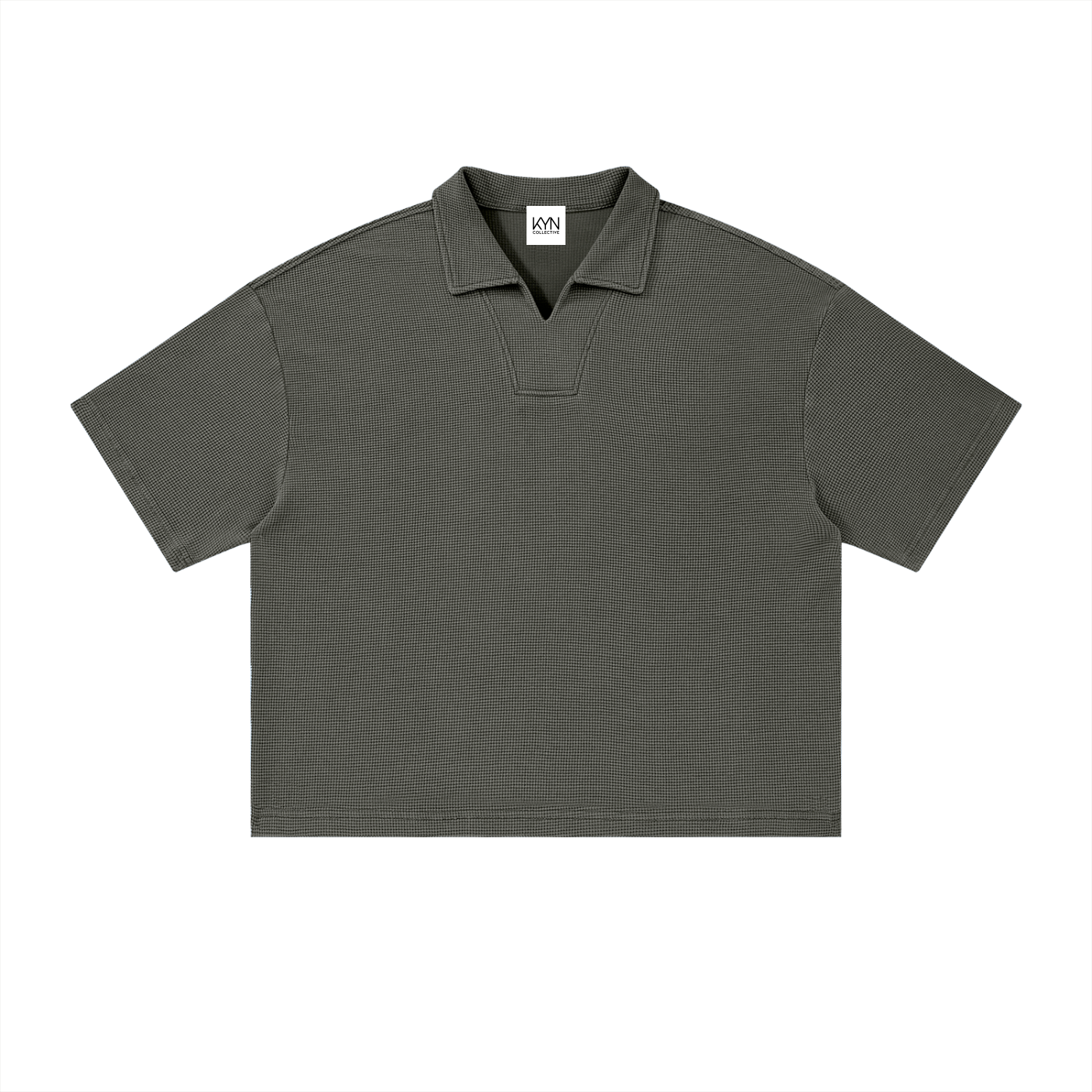 Elevated - Vintage Wash Waffle Boxy Polo Shirt