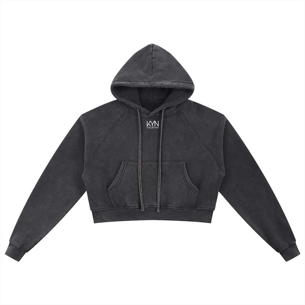 Intent - Women's Snow Washed Cropped Hoodie