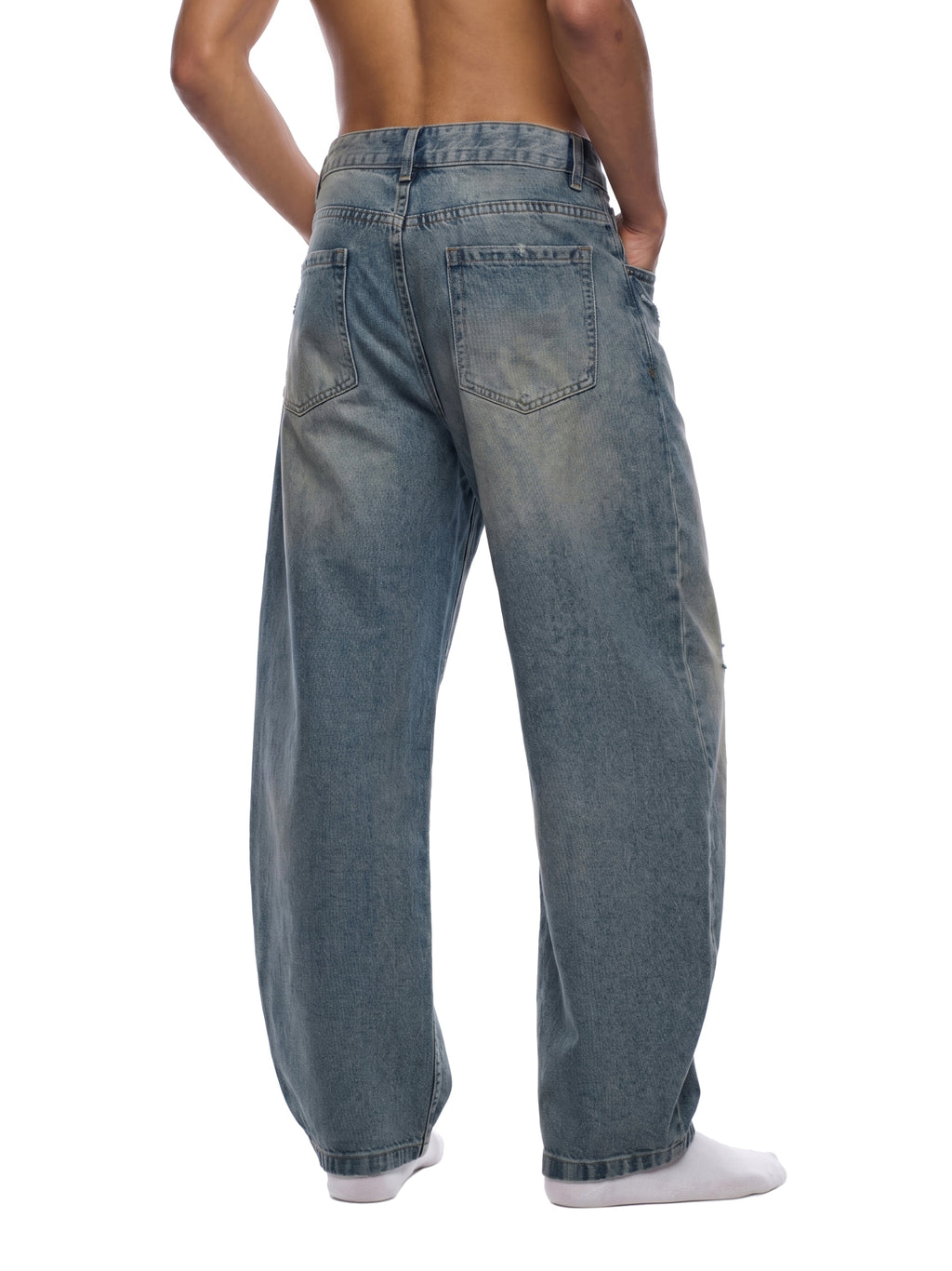 Revival - Men's Distressed Barrel Leg Jeans